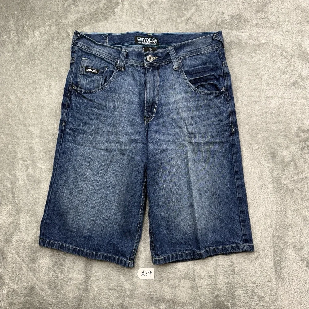 Vintage Enyce Denim Shorts Baggy Loose Fit Men 34 y2k Distressed Hip Hop